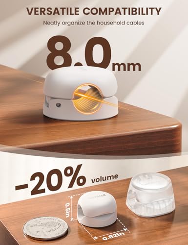 لاميكال مشابك الكابلات، حامل منظم الأسلاك الزنبركي - عبوة من 6 قطع أحدث مشابك إدارة كابلات المكتب المدمجة، حامل سلك شحن الهاتف لطاولة السرير، منظم الأسلاك اللاصق بفتحة 8 مم (أبيض)