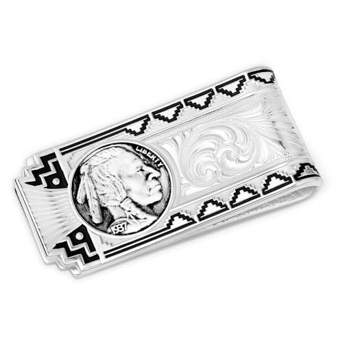 Image of Montana Silversmiths Made in the USA Western Lifestyle Money Clip (Buffalo Nickel Southwestern)