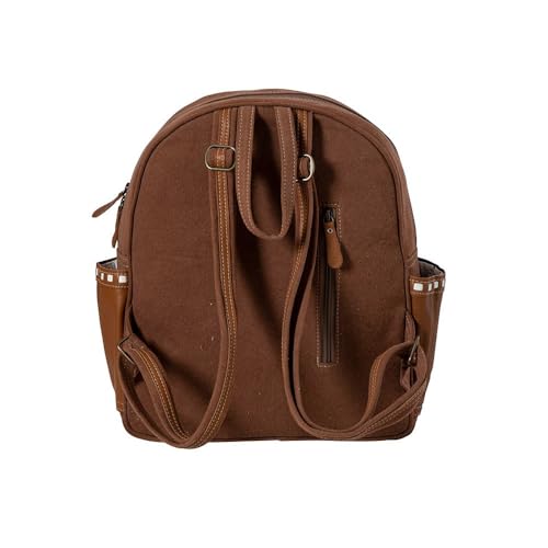 Western Leather Backpack Bag for Women - Upcycled Canvas Bag - Fire Spirit3