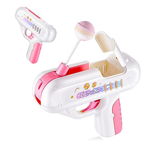 Skylety Candy Gun Toy Lollipop Gun Sweet Toys Light Toy Lollipop Storage Gun Toy Sugar Storage Toy Surprise for Mother's Day Boys and Girls Friends Adult I Love You, No Candy Included (Pink)