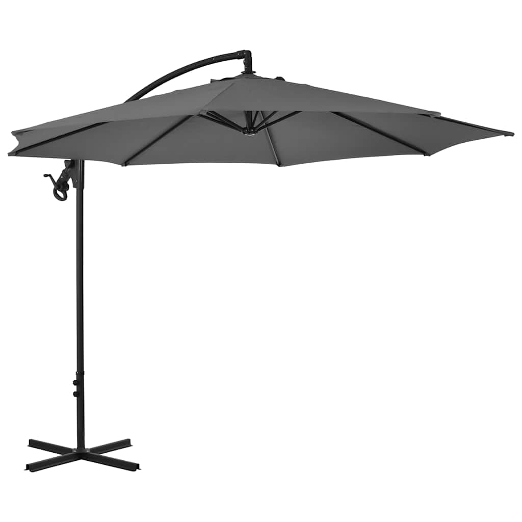Parasol przeciwsłoneczny ze stalowym masztem, zielony, odporny na promieniowanie UV, parasol ogrodowy z korbą i stabilnym stojakiem, na taras, balkon i do ogrodu, wiatroszczelny i wodoszczelny