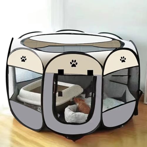 Hunde- Katzen- Laufstall, Welpen- Haustier- Laufstall für den Innenbereich, für kleine Hundekäfige, Zeltkäfig im Freien, tragbare Pop- Up- Hundegehege- Zwinger (Large)