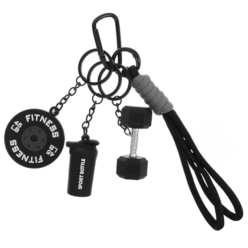 Molain Gym Keychain for Women Men Silicone Dumbbell Keychain Motivational Fitness Gifts for Gym Lovers Weight Lifting Gift(Black)