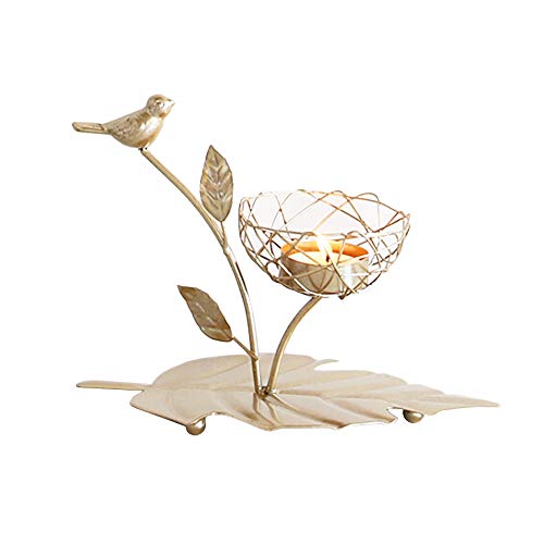 jeerbly Nordischer Schmiedeeisen Kerzenständer Goldener Vogel Duftkerzenhalter Hochzeit Esstisch Dekoration Kerzenständer Cover