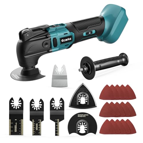 Ecarke Outil multifonction sans fil pour batterie Makita 18 V Li-Ion, 6 vitesses réglables, moteur sans balais pour enlever, racler, couper avec 23...