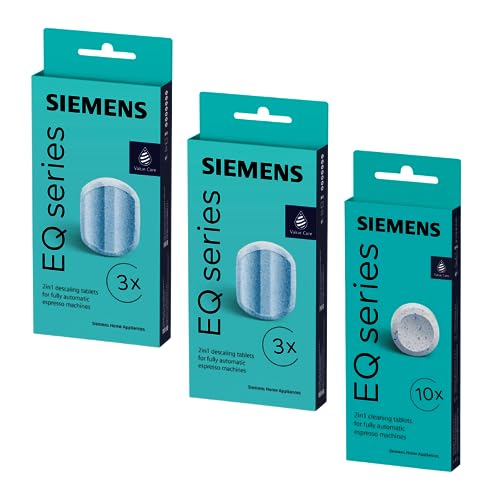 MEISTERZWECK4U 10x Reinigungstabletten & 6x Entkalkungstabletten, kompatibel mit Siemens EQ Series Kaffeevollautomaten - Reinigung Kaffeeautomat - Entfernt Kaffeeöle aus der Brüheinheit, entfernt Kalk