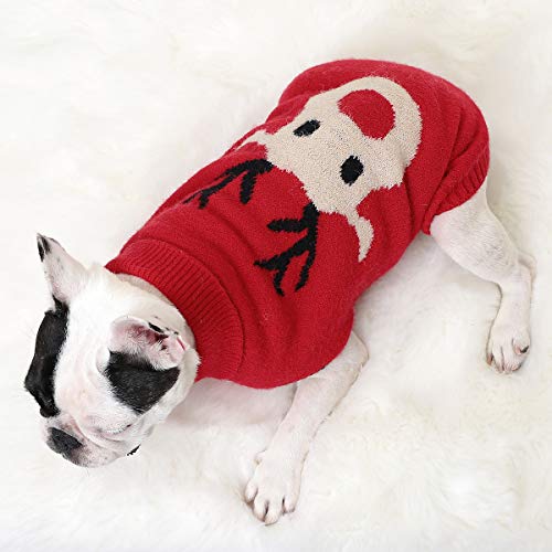 Dog Sweaters Pet Christmas Knitted Sweater Cartoon Reindeer Knitwear Pet Winter Warm Clothes For Dogs Puppy Kitten Cats Red M #TOP3