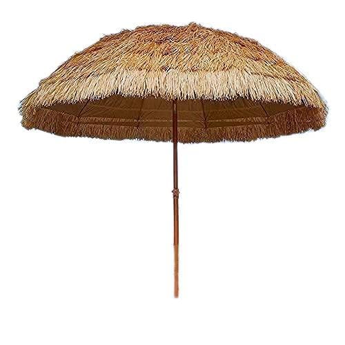 Sombrilla de paja hawaiana para jardín y terraza con función reclinable portátil