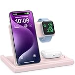 EXW Charging Station,3 in 1 Wireless Charger for iPhone 17/16/15/14/13Pro/12/11/XR/8, Fast Charger for Airpods Pro/3/2 and iWatch (Not Adapter,Pink)