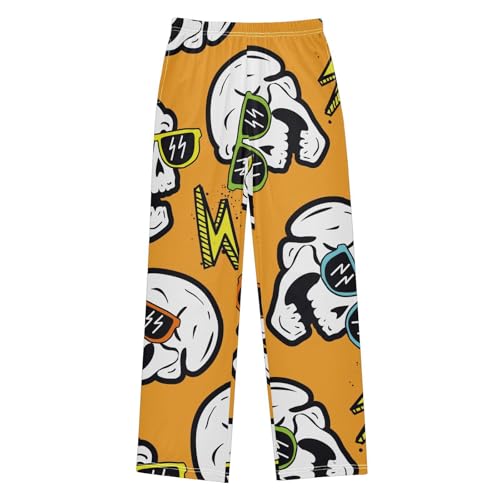 Abstract Skull Boys Pants Boys Athletic Pants Long Pant for Boywith Pockets Wide-Leg Size 6-14Y