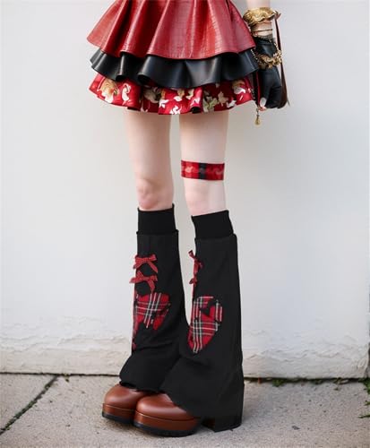 Goth Heart Leg Warmers Y2k Women Long Flare Cutecore Punk Grunge Emo 80s Rave Gothic Japanese2