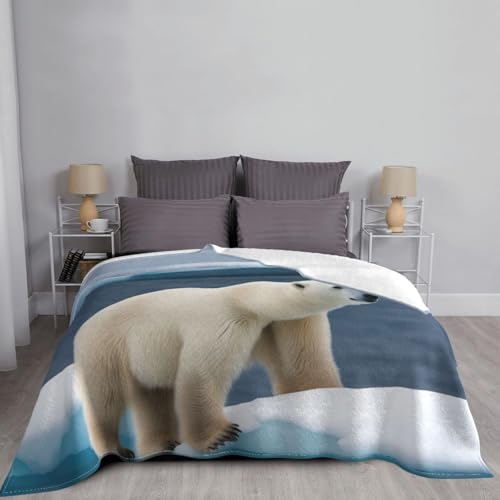 Couverture micro-polaire ours polaire lit flanelle plaid doux - 4