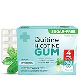 Quitine Nicotine Gum 4mg, Mint Flavor, Stop Smoking Aid – Affordable NRT to Relieve Cravings | Quick-Burst Flavor That Fades Within 1 Minute, 300 Count, Classic Gum to Support Your Quit Journey