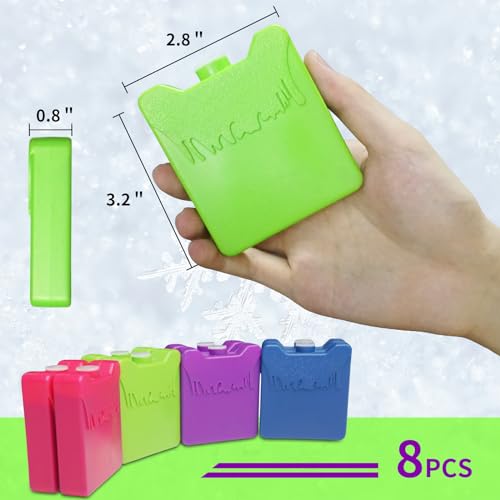 Image of WORLD-BIO Mini Ice Packs for Lunch Boxes, 8 Pcs Reusable Slim Cold Packs for Kids Lunch Bags & Coolers, Long Lasting Leakproof Soft Gel Pads for School, Office, Picnic, BPA-Free