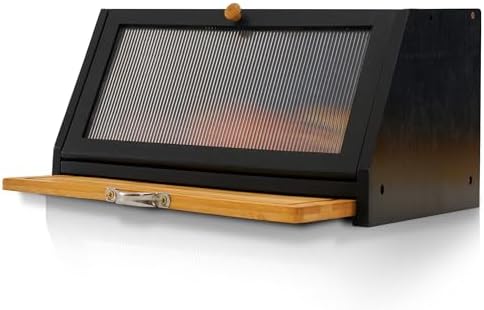 Boîte à Pain Brabantia Avec Couvercle Rabattable - Grande Capacité, Fermeture Magnétique, Design Plat, Suspendable Au Mur