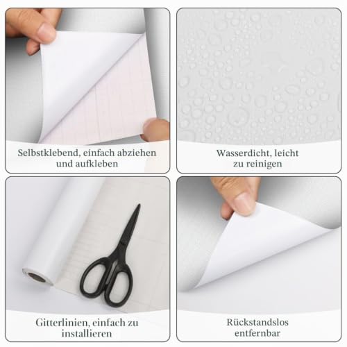 Arthome Strukturiert Selbstklebende Tapete,Klebefolie Möbel Vinyl Möbelfolie Wasserdichte Dekorative Aufkleber für Schlafzimmer Schränke… – Ansicht 6