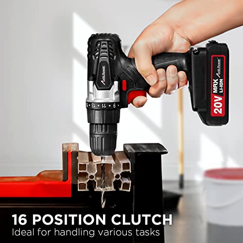 Image of AVID POWER 20V MAX Lithium lon Cordless Drill, Power Drill Set with 3 /8-Inch Keyless Chuck, Variable Speed, 16 Position and 22pcs Bits (Black)