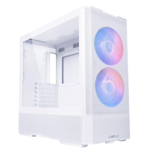 LIAN LI LANCOOL 207 Compact ATX RGB Gaming Computer Case, Airflow Optimized Mesh Panels Tower Chassis w/ 2x140mm ARGB,2x120mm PWM Fans Pre-Installed, USB Type-C Port, Tempered Glass Side Panel (White)