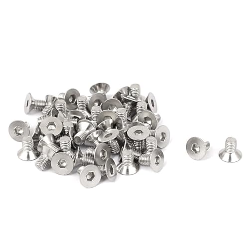 TA-VIGOR 50Pcs Hex Socket Countersunk Head Screw Bolts, M3 x 5mm 304 Stainless Steel Flat Head Socket Cap Screws Bolts Fasteners for Bicycle Motorcycle Repair, Machinery, Household Appliances
