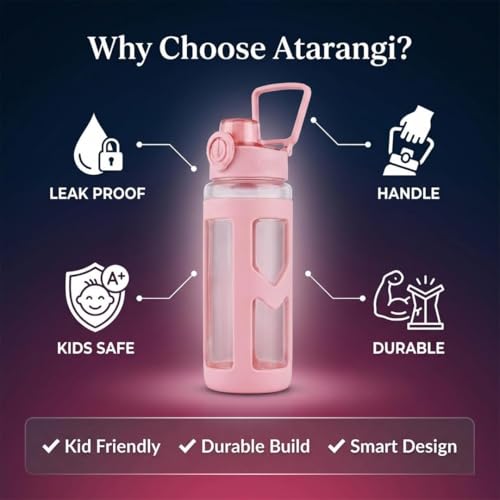 Image of LHOTSE Cute Square Water Bottle for School with Straw & Leakproof Lid - Large Capacity Kawaii Bottle for Kids, Girls & Office Usen 700 ML (Light Pink)
