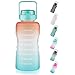 FCSDETAIL Botella Deportiva de 3,78 Litros con Indicador de Tiempo de Motivación, Prueba de Fugas, Botella Grande sin BPA con Pajita para Fitness, Gimnasio, Oficina, Pesca, Actividades al Aire Libre