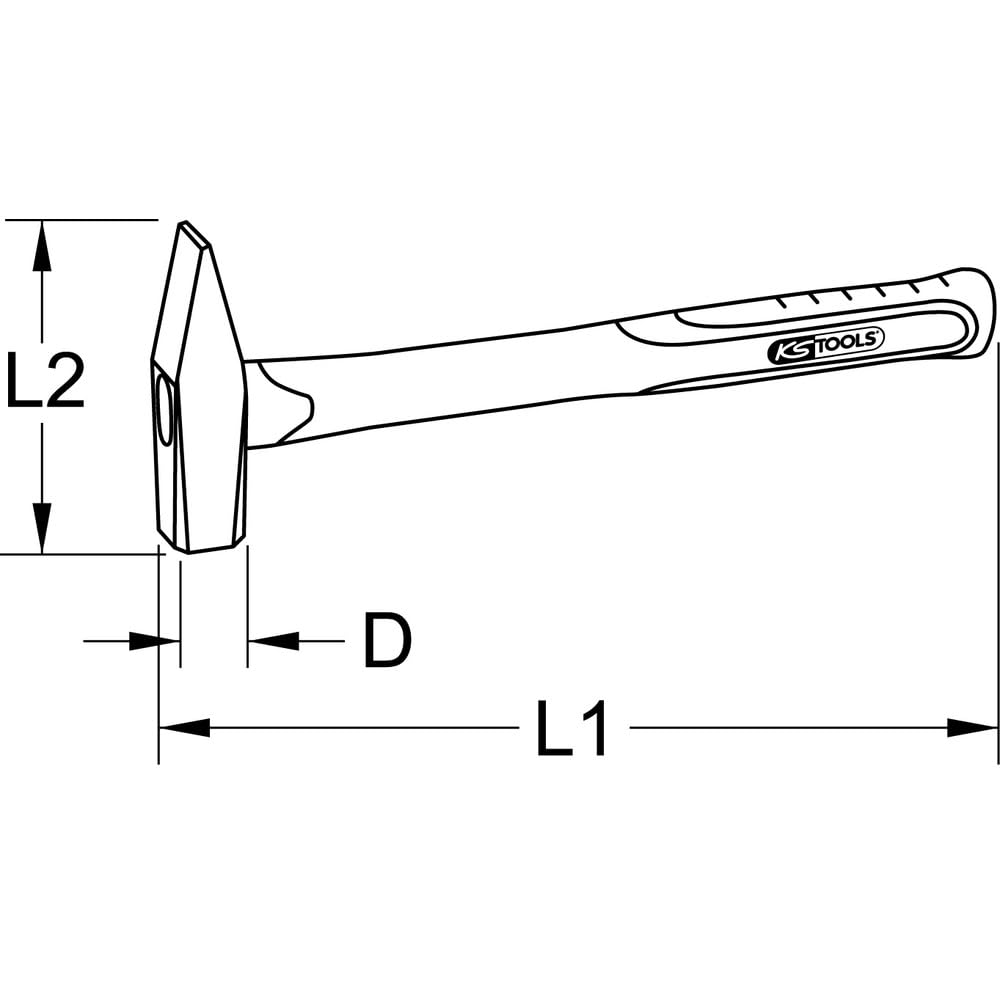 KS TOOLS Marteau de serrurier en acier INOXavec manche en fibre de verre,