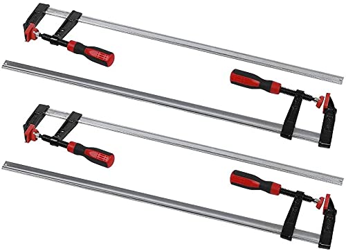 4pcs Serre-joints à barres 80 x 600mm, Serre-joint à vis en fonte F Pince à bois avec poignée antidérapante pour le travail du bois et la barre en acier DIY Kit d'outils à main