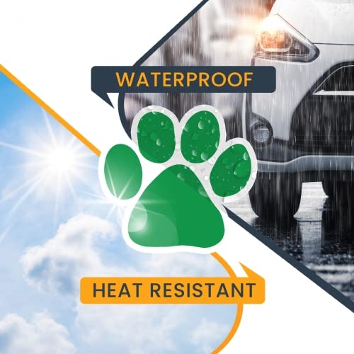 Image of Green Pawprint Car Magnet 5 Inch, Dog Lover Gift | Heavy duty magnetic decal for car, truck, SUV or fridge, full color UV printed