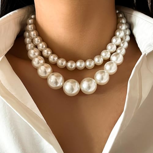 Image of Shining Diva Fashion Set of 2 Stylish Choker Pearl Necklace for Women and Girls (15965np)