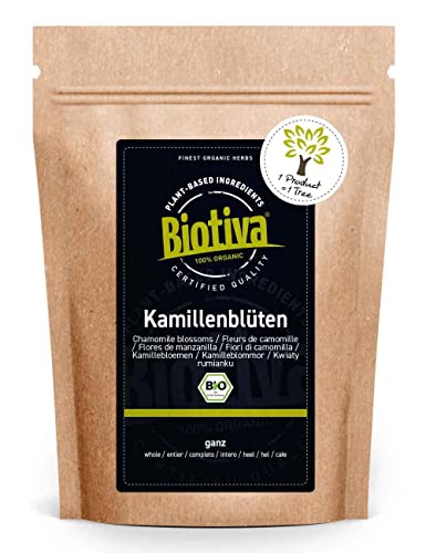 Tè alla Camomilla Biologico - 250g - Fori di Camomilla Interi biologici - Benessere Fisico - Tisane sfuse - controllato in Germania (DE-eco-005)