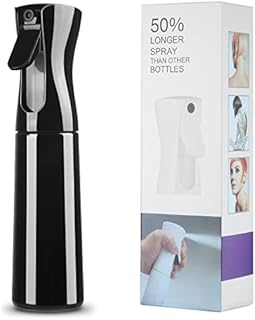 Creamify Hair Spray Bottle, Continuous Fine Mist Barber Spray Bottle, Refillable Sprayer, Reusable Water Squirt Bottle for Salon, Hairstyling, Cleaning, Gardening, Misting & Skin Care(Black,300ml)