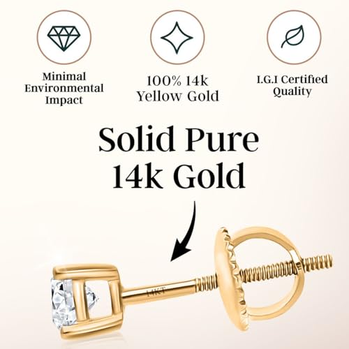 IGI Certified 0.2 to 4 Carat Lab Grown Diamond Stud Earrings for Women Solid 14K Gold/Platinum/Sterling Silver (E-F Color, VS Clarity) Jewelry Gifts3