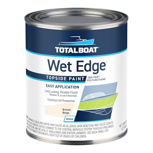 Image of TotalBoat Wet Edge Topside Marine Paint Premium Polyurethane Coating for Boats, RVs, Exterior Trim, Fiberglass, Metal, and Wood (Bristol Beige, Quart)