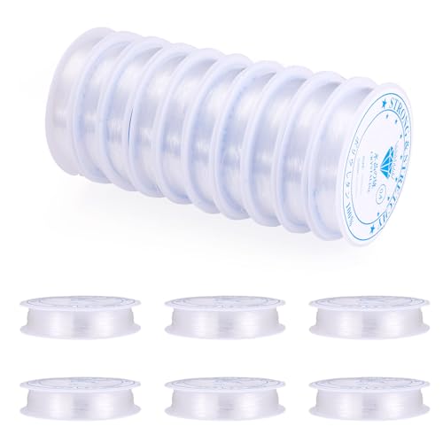 Lista de Cuerdas e hilos para abalorios los más solicitados. 50 Elecrelive - Cuerda de hilo de vidrio elástico transparente de 0,4 mm para hacer joyas y manualidades, pulseras de abalorio de hilo para hacer collares de 10 m/rollo total de 10...
