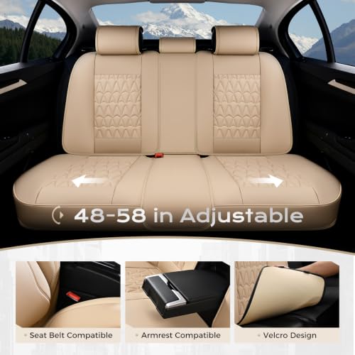 Image of Coverado Car Seat Covers Full Set, Automotive Front and Rear Seat Covers with Backrest, Nappa Leather Car Seat Protectors Waterproof, Universal for Most Vehicles
