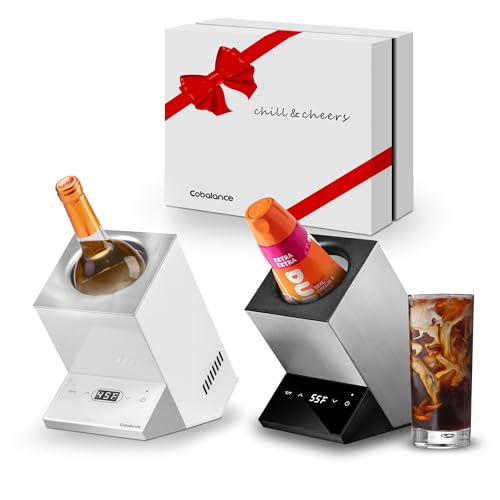 Cobalance 2-in-1 Smart Temp Chiller: Maintain Wine at 55°F & Coffee Creamer at 41°F, Perfect Cooler for Home, Cafes & Gifting