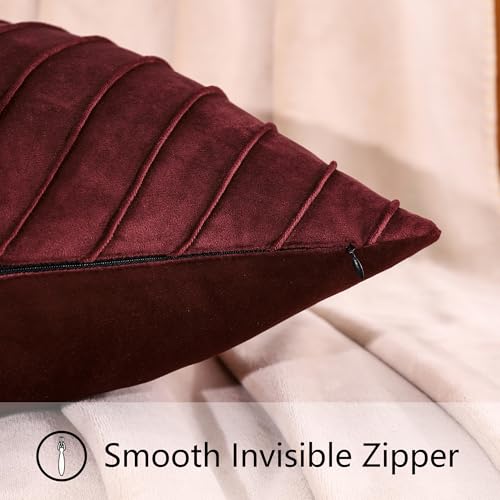 Image of Velvet Throw Pillow Covers 26x26 inch Pack of 2 Gold Decor Burgundy