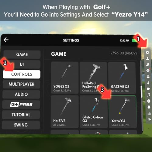 Image of YEZRO Y14 Weighted Golf Club Attachment for Meta Quest 3 /Quest 3S, 20.5 inch VR Golf Club Handle Accessories for Golf + - Aluminum One-Piece Build, Real Grip, No Screws - for Right Controller