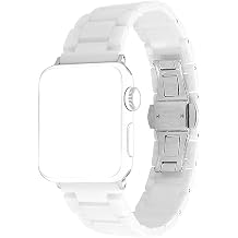 AISPORTS Compatible for Apple Watch Band 49mm 46mm 45mm 44mm 42mm Ceramic, Stainless Steel Butterfly Buckle Wristband Replacement Band for Apple Watch Ultra 2/Ultra/Series 10/9/8/7/6/5/4/3/2/1/SE