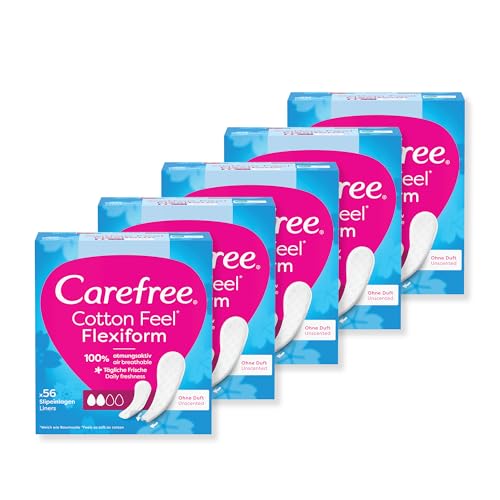 Carefree Cotton Feel Flexiform - Luftdurchlässige Slipeinlagen, parfümfrei, Absorptionsgrad zwei, Größe normal, 56er Pack