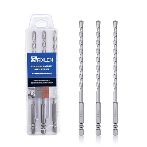 3 Pack 1/4(6mm) Hex Shank Hammer Drill Masonry Drill Bits 6 Length