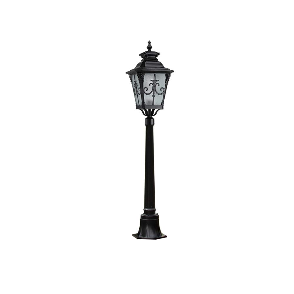 HELCEKOU Outdoor Brass Garden Lantern - Retro E27 High Pole Light IP54 Waterproof Die-Cast Aluminum European Style for Courtyard Street and Pathway Lighting