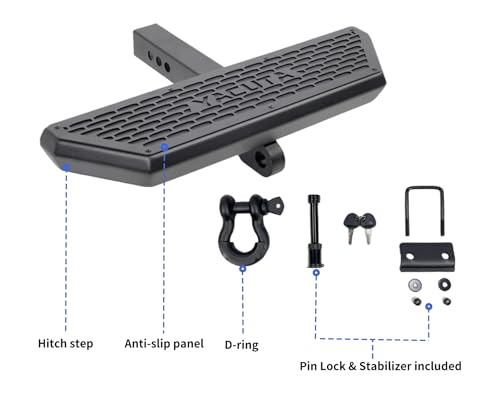 YS01 Hitch Step,Hitch Armor, Compatible with Vehicles with 2 inch Hitch Receiver|Equipped with D-Ring,Anti-Thief pin Lock and stabilizer|Black Powder Coated| Size 24 x6.3 x 4.6 inch. by YACUTA - Used condition - Image 4