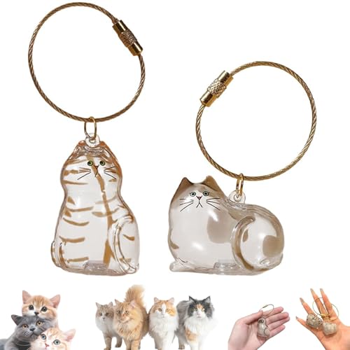 Xoprmey 2Pcs Cat Hair Storage Bottle - Keychain for Collecting