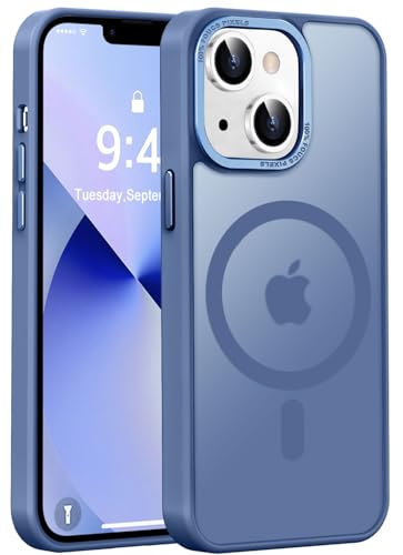 Newfuture Designed for iPhone 13 Case & iPhone 14 Case with Magnetic [13 FT Military Drop Protection] [Compatible with Magsafe] Slim Translucent Shockproof with Anti-Fingerprint Phone Case, Light Blue