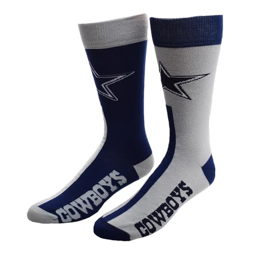 FBF - NFL Adult Team Logo Big Top Mismatch Dress Socks Footwear For Men And Women Game Day Apparel - Dallas Cowboys (Large)