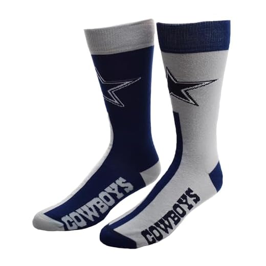 FBF - NFL Adult Team Logo Big Top Mismatch Dress Socks Footwear For Men And Women Game Day Apparel - Dallas Cowboys (Medium)