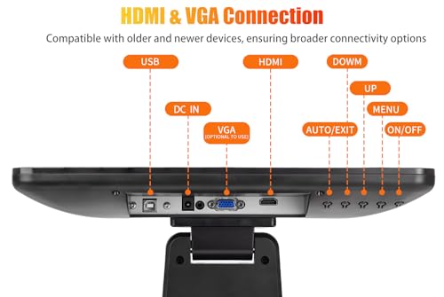 Image of ANGEL POS 15-Inch 4:3 Capacitive LED Backlit Multi-Touch Monitor, True Flat Seamless Design Touchscreen with Metal POS Stand, for Office, POS, Retail, Restaurant, Bar, Gym, Warehouse