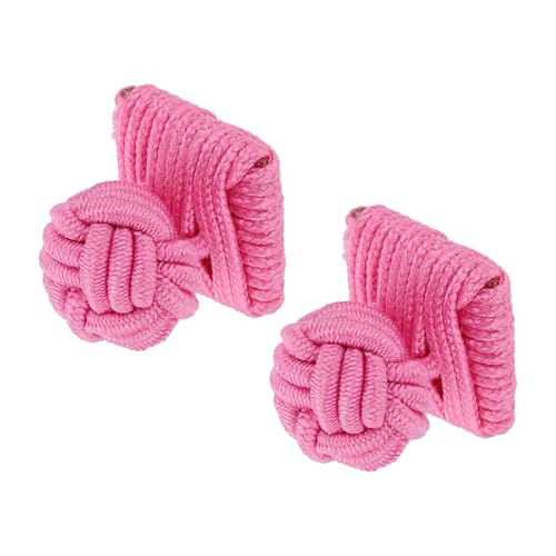Mancuernillas de nudo de seda, forma cuadrada, elástico miniatura 1