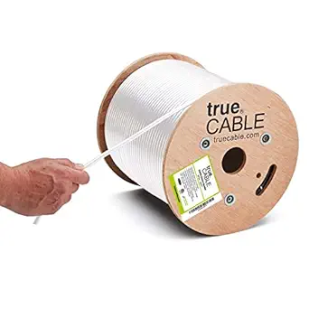 trueCABLE Cat5e Outdoor, 500ft, Waterproof Direct Burial Rated CMX, White, 24AWG Solid Bare Copper, 350MHz, PoE++ (4PPoE), ETL Listed, Unshielded UTP, Bulk Ethernet Cable